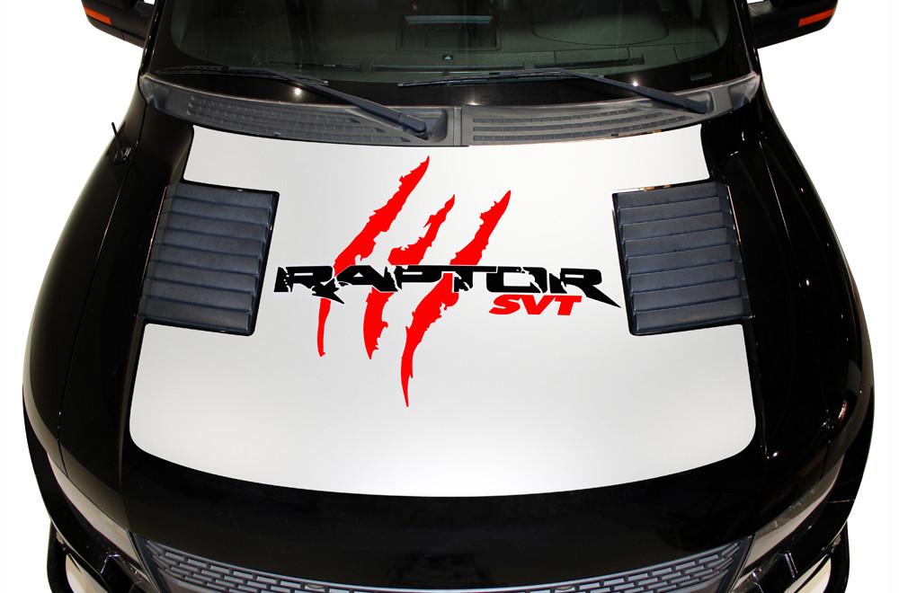 Ford SVT Raptor Hood Wrap (2010-2014) SVT Slashes - White - RacerX Customs