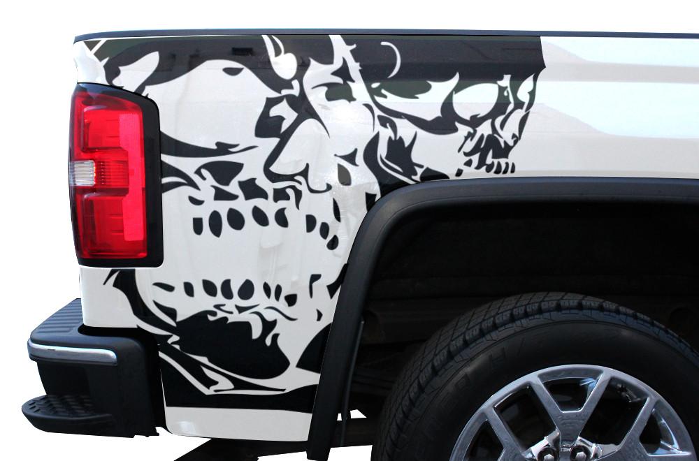 GMC Sierra Quarter Panel Wrap (2014-2017) Double Skull - RacerX Customs