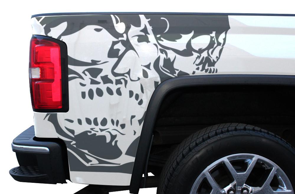 GMC Sierra Quarter Panel Wrap (2014-2017) Double Skull - RacerX Customs