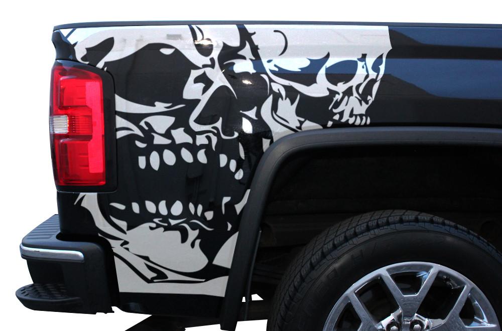 GMC Sierra Quarter Panel Wrap (2014-2017) Double Skull - RacerX Customs