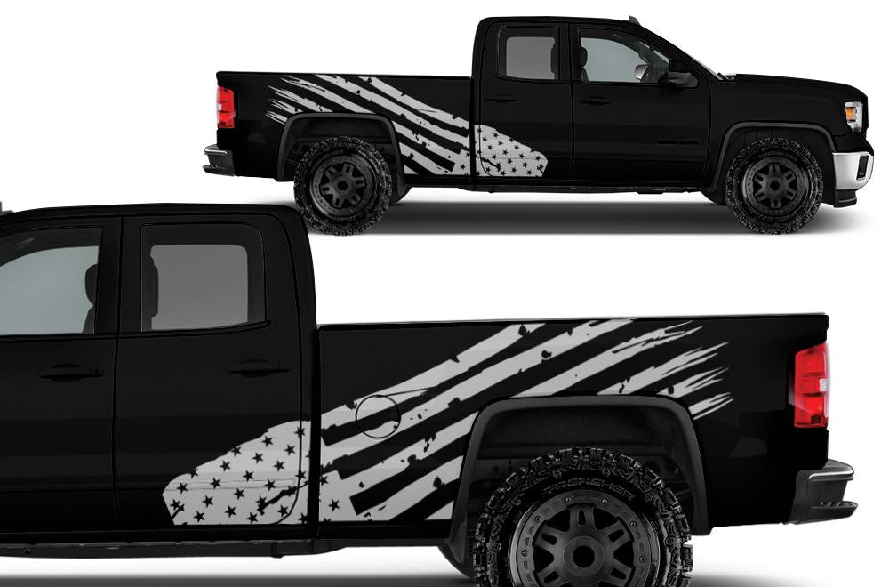 GMC Sierra Vinyl Wrap Kit (2014-2017) American Flag - RacerX Customs