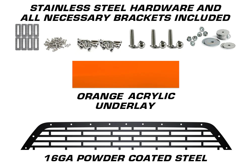Titan Grille ('16-'19) Black Steel, TITAN with ORANGE Underlay