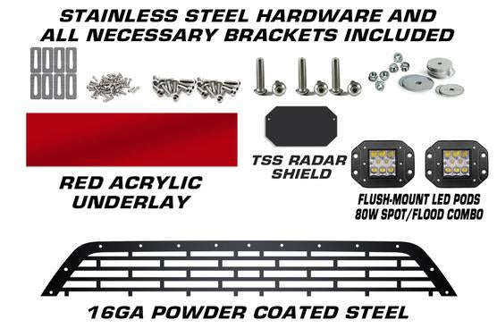 Toyota Tacoma Grille with Spot & Flood LED Pods & Red TRD Logo (2018-2019) - RacerX Customs