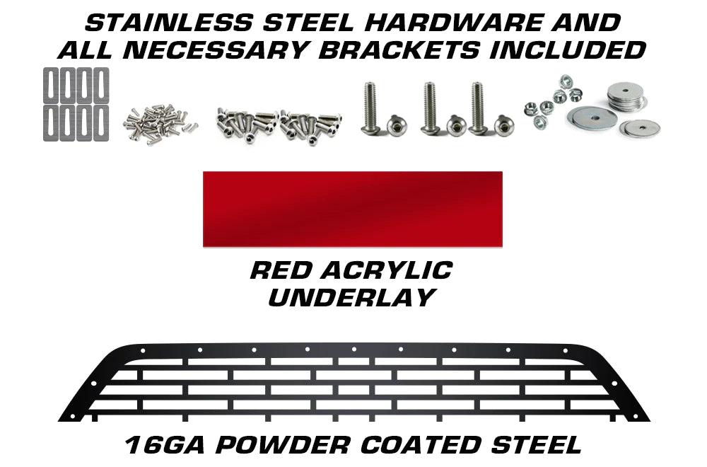 Titan Grille ('16-'19) Black Steel, TITAN with RED Underlay - RacerX Customs | Auto Graphics, Truck Grilles and Accessories