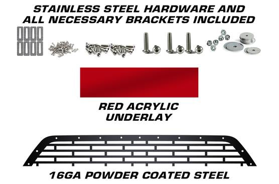 Toyota Tacoma Steel Grille - PUNISHER with RED Accents (2018-2019) - RacerX Customs
