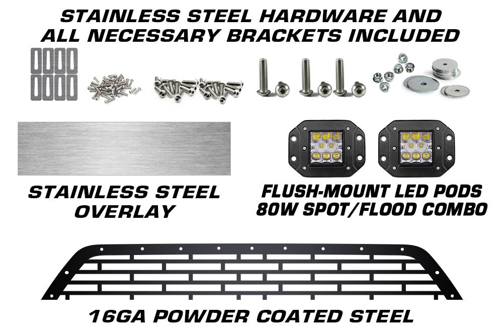 Toyota Tacoma Grille w/ LED Pods & Chrome Outlined TRD ('16-'17) - RacerX Customs