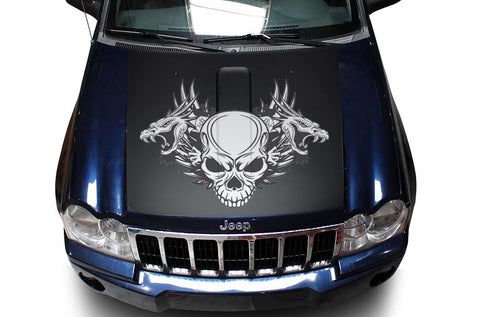 Jeep Grand Cherokee Hood Wrap - Vinyl - Skull with Dragons (2005-2010) - RacerX Customs