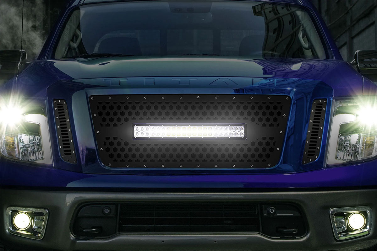 Titan Grille ('16-'19) Black Steel, TITAN with X-Lite LED