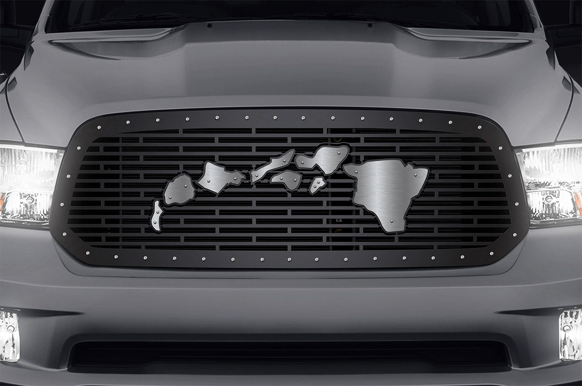 Dodge Ram Steel Grille ('13-'18) Hawaiian Islands with Stainless Steel Overlay