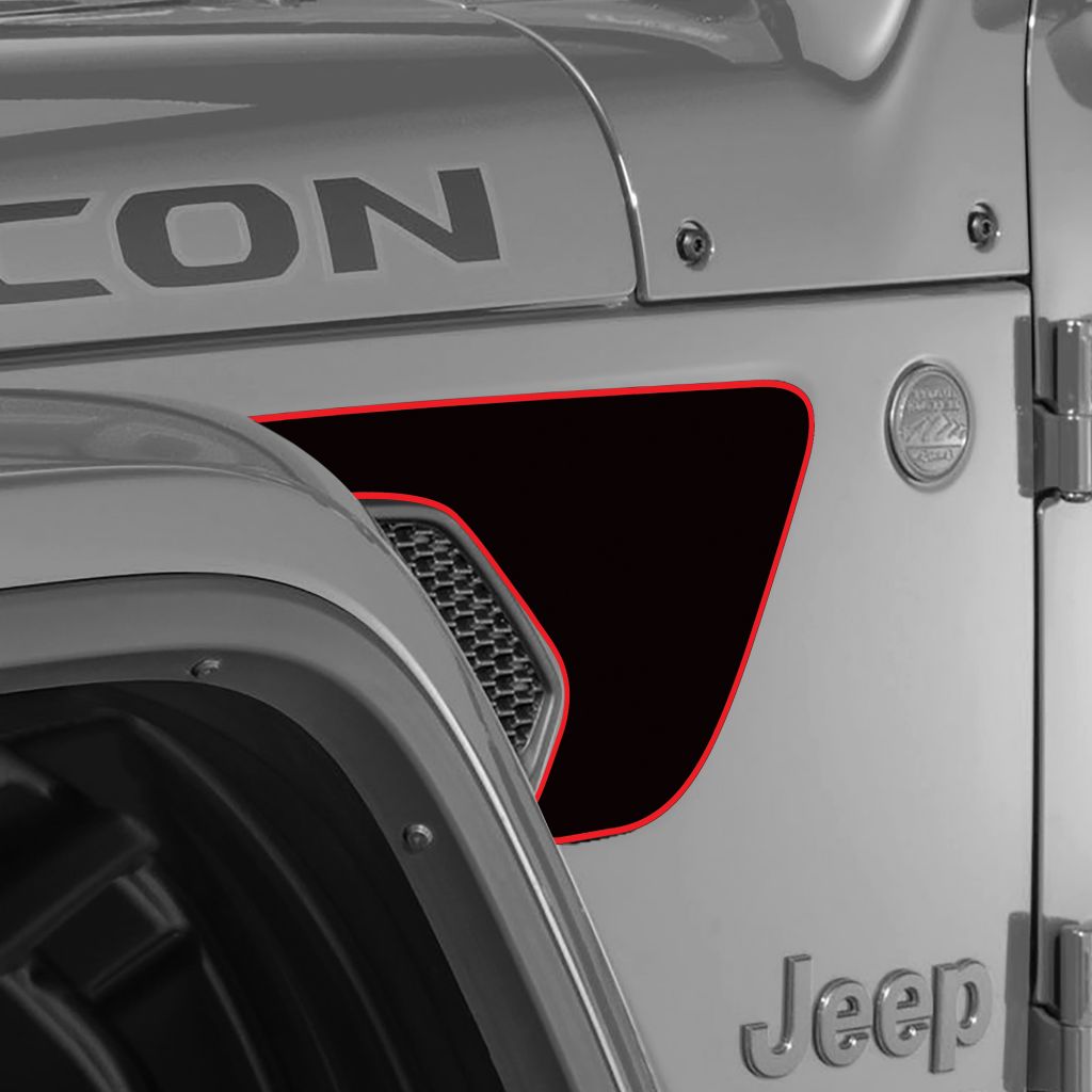 Jeep Wrangler Vent Graphics ('18-'22) Black with Red Border