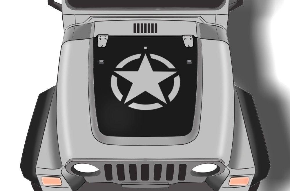 Jeep Wrangler Vinyl Hood Wrap (1999-2006) Army Star - RacerX Customs