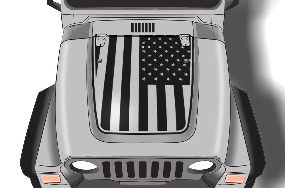Jeep Wrangler Vinyl Hood Wrap (1999-2006) Stars & Strips - RacerX Customs