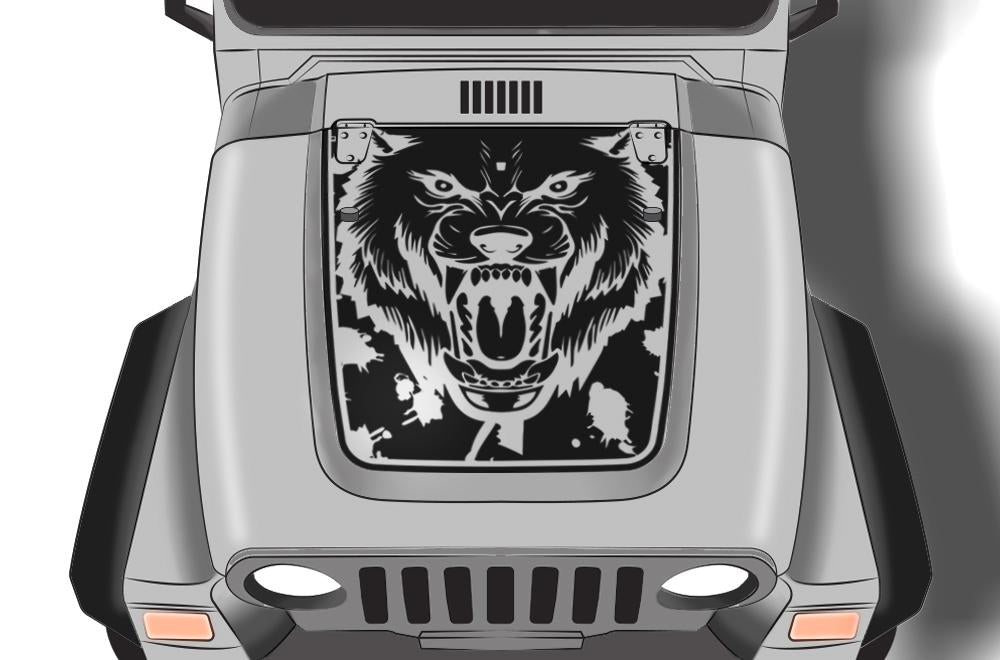 Jeep Wrangler Vinyl Hood Wrap (1999-2006) Wolf - RacerX Customs