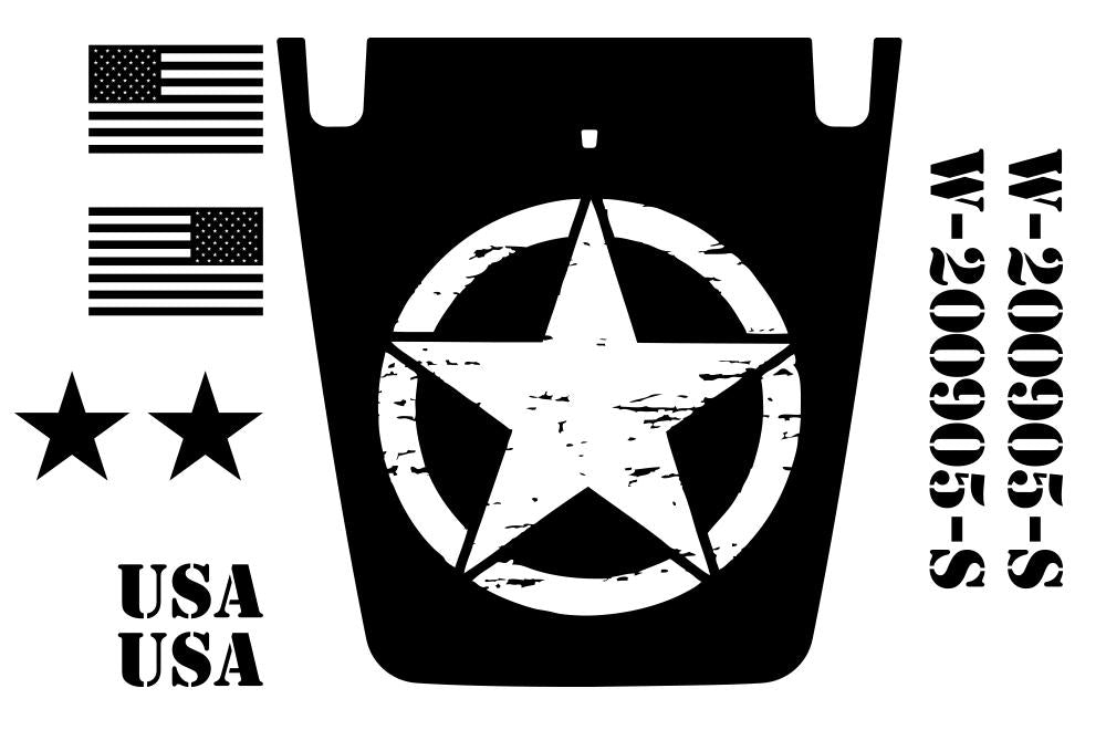 Jeep Wrangler Vinyl Decal Kit (1999-2006) Military Theme - RacerX Customs