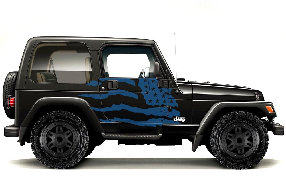 Jeep Wrangler Vinyl Wrap Kit (1999-2006) American Flag - RacerX Customs