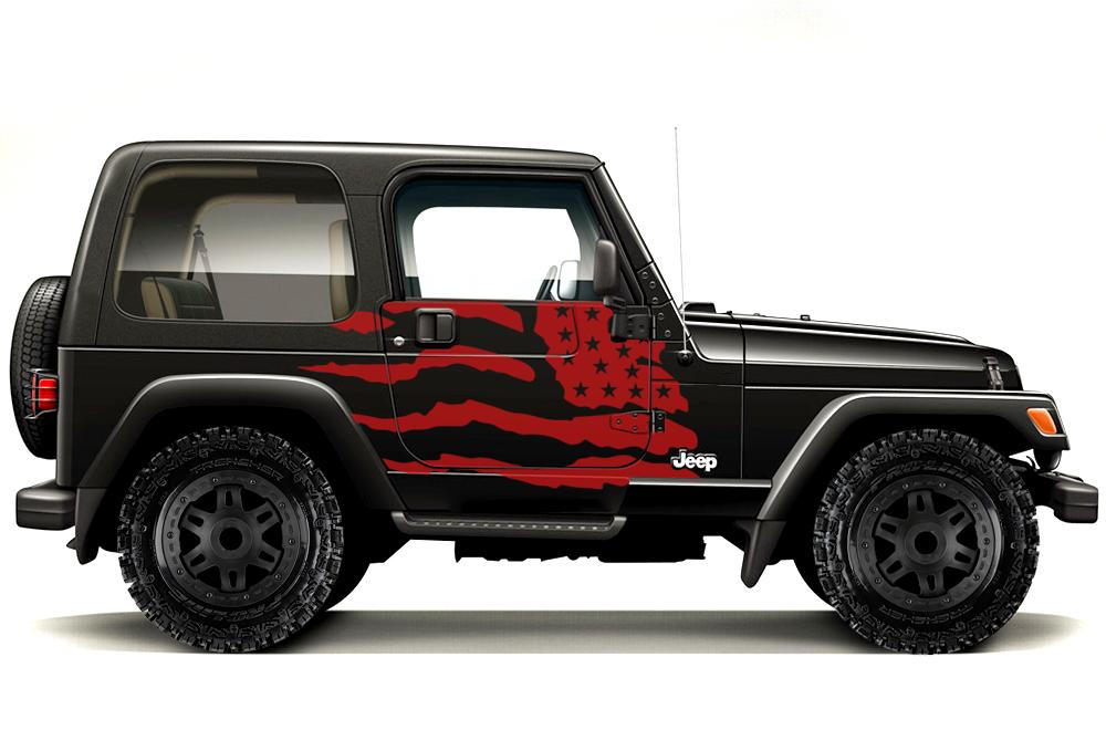 Jeep Wrangler Vinyl Wrap Kit (1999-2006) American Flag - RacerX Customs