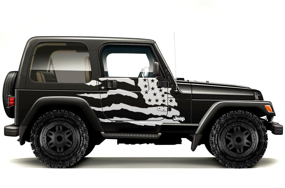 Jeep Wrangler Vinyl Wrap Kit (1999-2006) American Flag - RacerX Customs