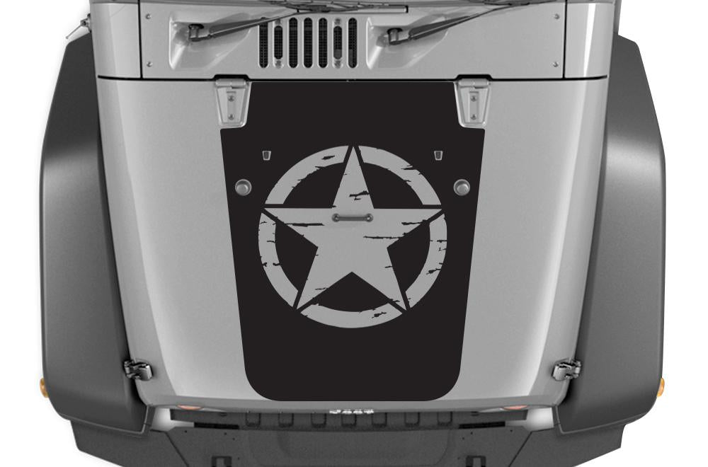 Jeep Wrangler Vinyl Hood Wrap (2007-2016) Damaged Star - RacerX Customs