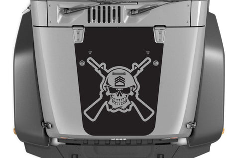 Jeep Wrangler Vinyl Hood Wrap (2007-2016) Army Skull - RacerX Customs