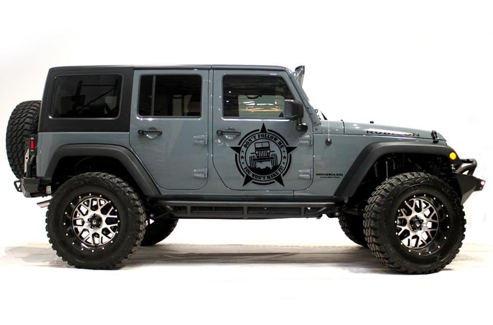 Jeep Wrangler Vinyl Decal Kit (2007-2016) Don't Follow Me - RacerX Customs