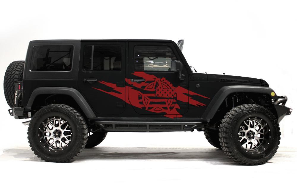 Jeep Wrangler 4-Door Vinyl Wrap Kit (2007-2016) Army Star - RacerX Customs