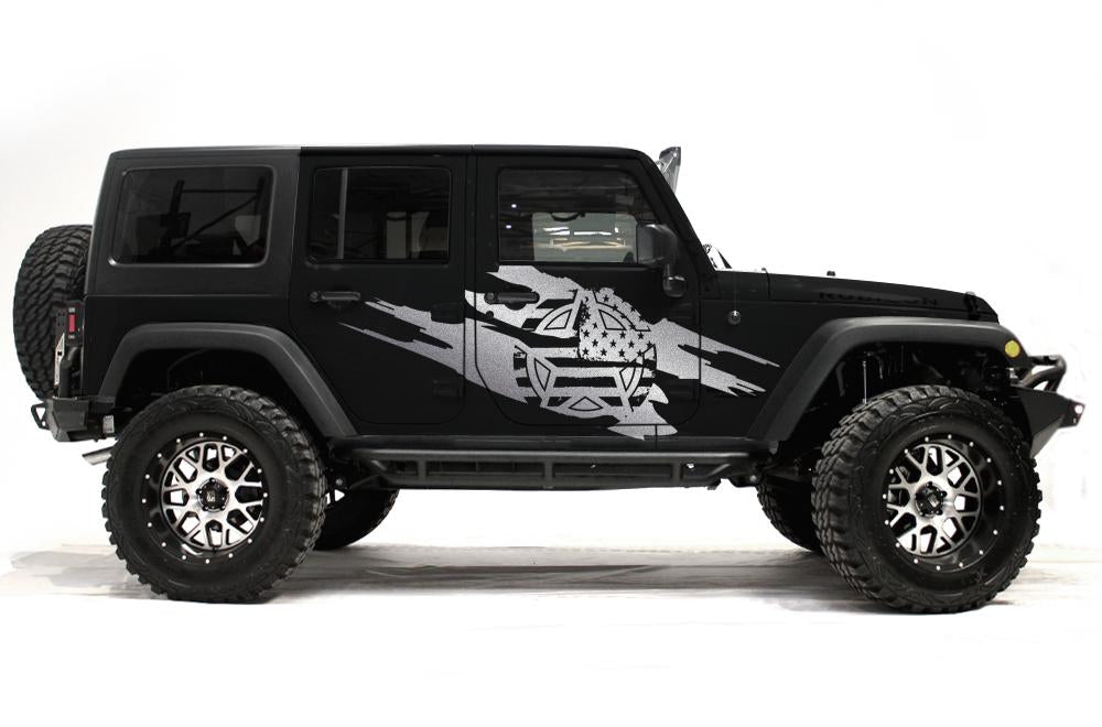 Jeep Wrangler 4-Door Vinyl Wrap Kit (2007-2016) Army Star - RacerX Customs