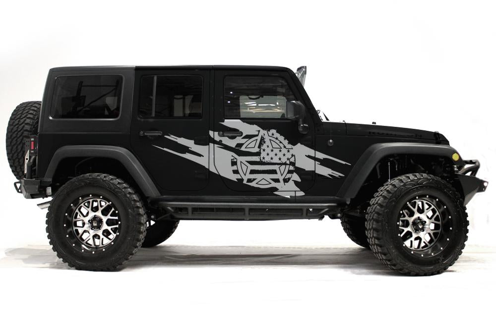 Jeep Wrangler 4-Door Vinyl Wrap Kit (2007-2016) Army Star - RacerX Customs