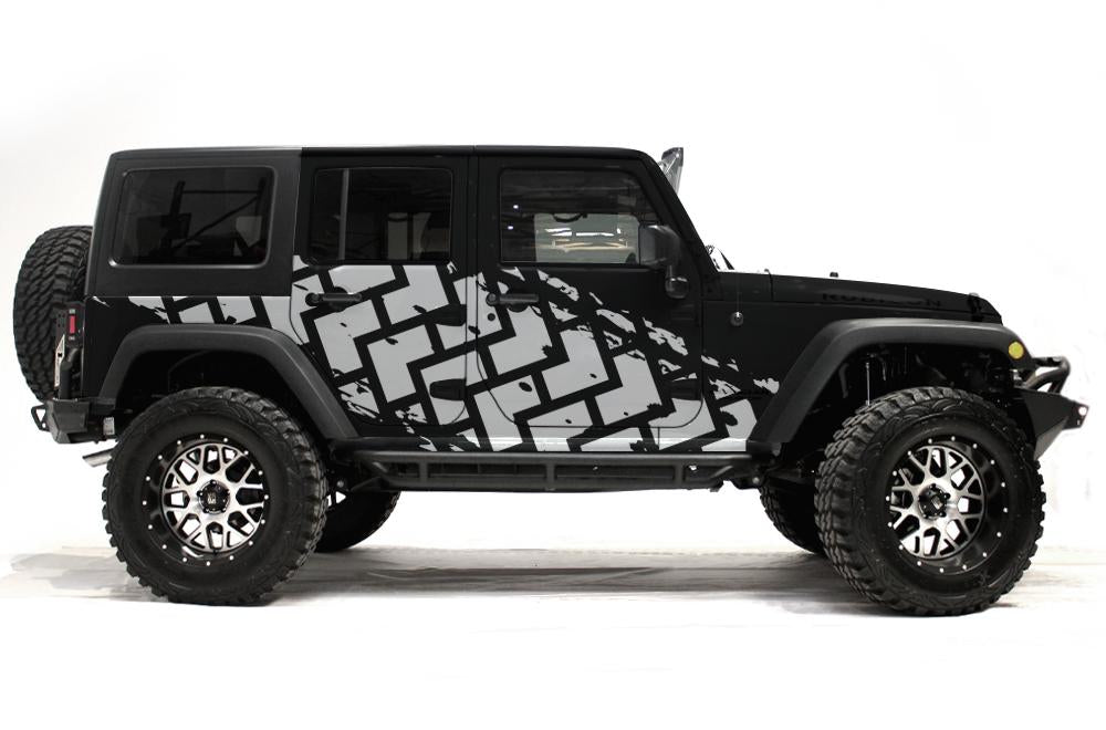 Jeep Wrangler 4-Door Vinyl Wrap Kit (2007-2016) Tire Tracks - RacerX Customs