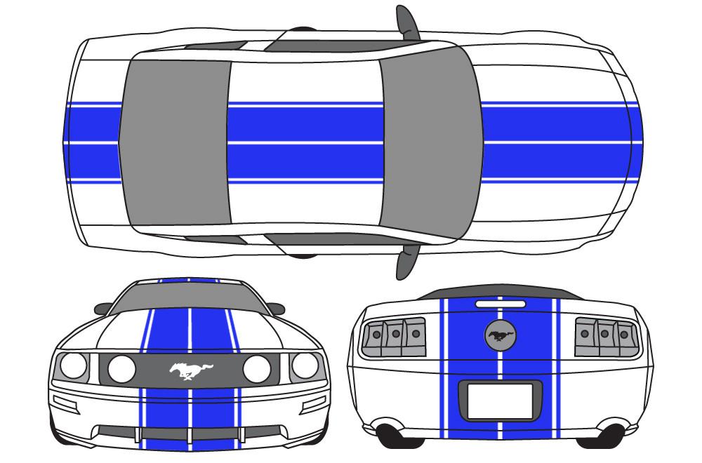 Ford Mustang Vinyl Stripes Wrap Kit (2005-2009) Racing Stripes - RacerX Customs