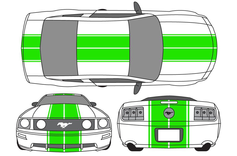 Ford Mustang Vinyl Stripes Wrap Kit (2005-2009) Racing Stripes - RacerX Customs