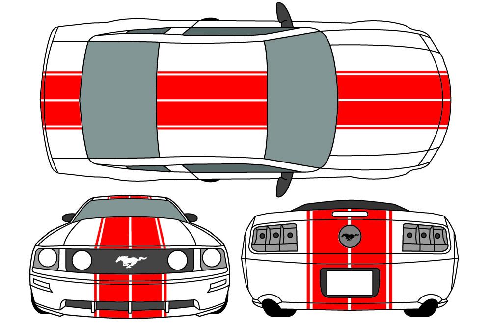 Ford Mustang Vinyl Stripes Wrap Kit (2005-2009) Racing Stripes - RacerX Customs