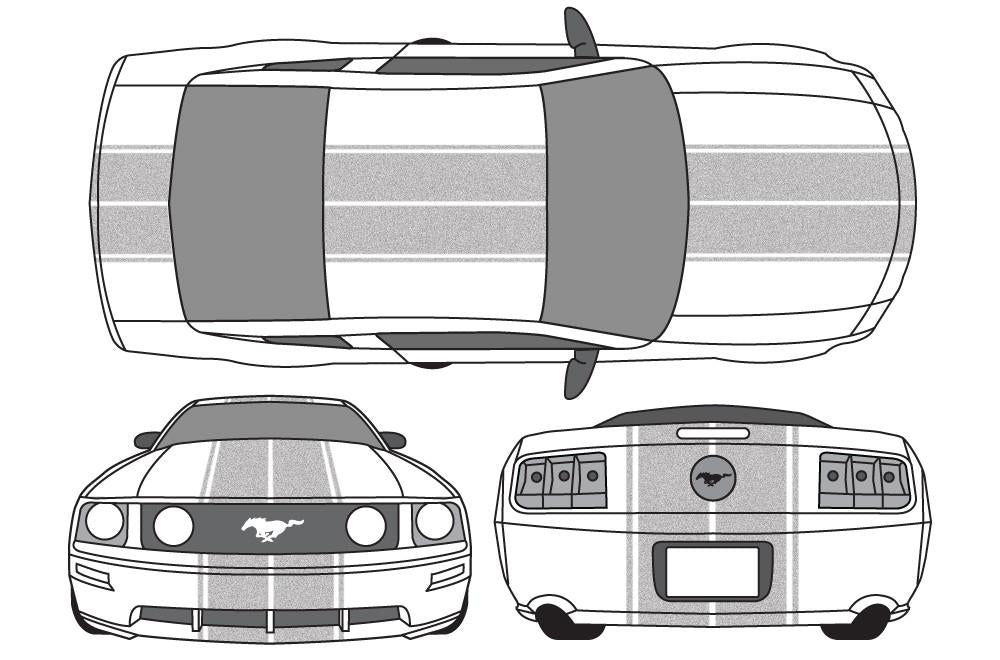 Ford Mustang Vinyl Stripes Wrap Kit (2005-2009) Racing Stripes - RacerX Customs