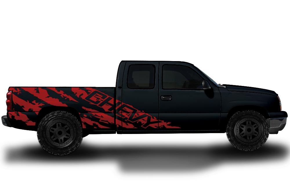 Chevy Silverado Extended Cab Wrap (1999-2007) Vinyl - Chevy-Shred - RacerX Customs