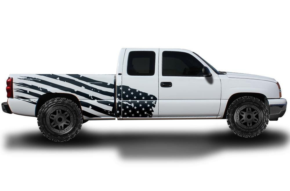 Chevy Silverado Extended Cab Wrap (1999-2007) Vinyl - American Flag - RacerX Customs