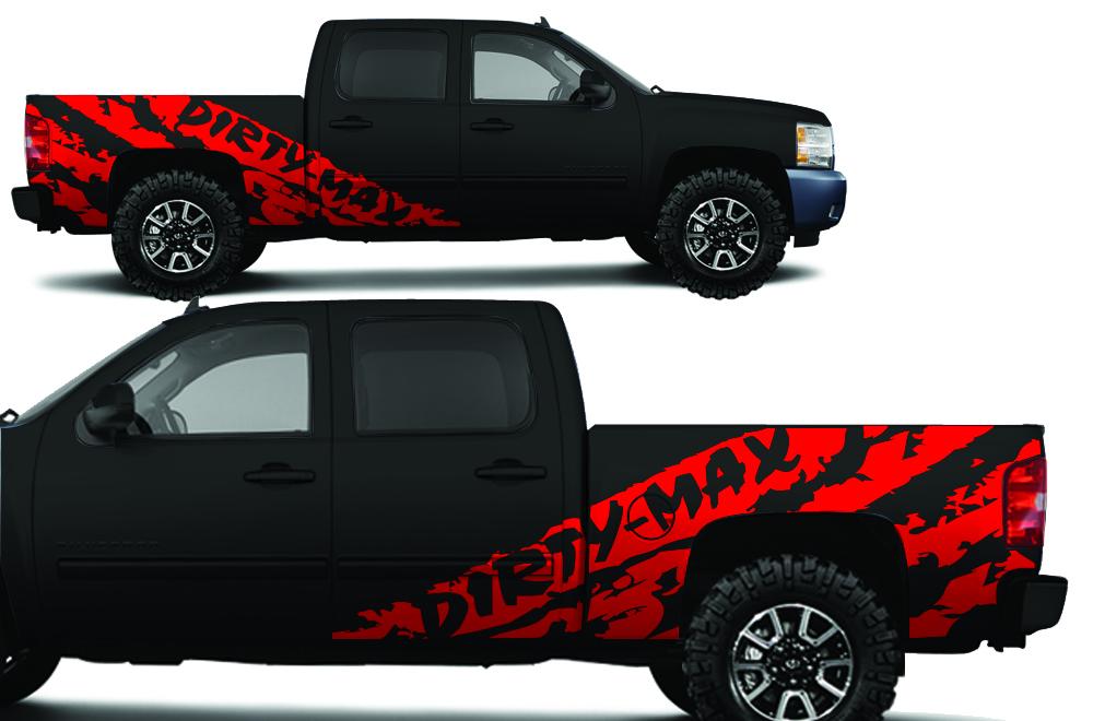 Chevy Silverado Extended-Cab Wrap (2008-2013) Vinyl - DirtyMax - RacerX Customs