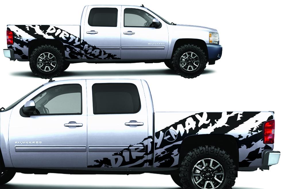 Chevy Silverado Extended-Cab Wrap (2008-2013) Vinyl - DirtyMax - RacerX Customs