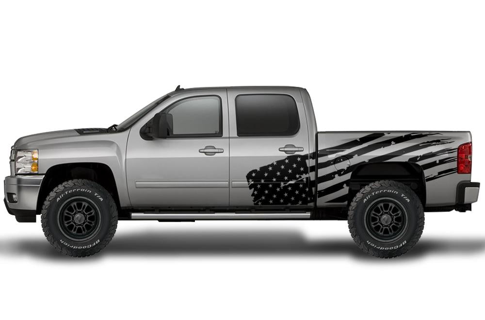 Chevy Silverado Extended-Cab Wrap (2008-2013) Vinyl - American Flag - RacerX Customs