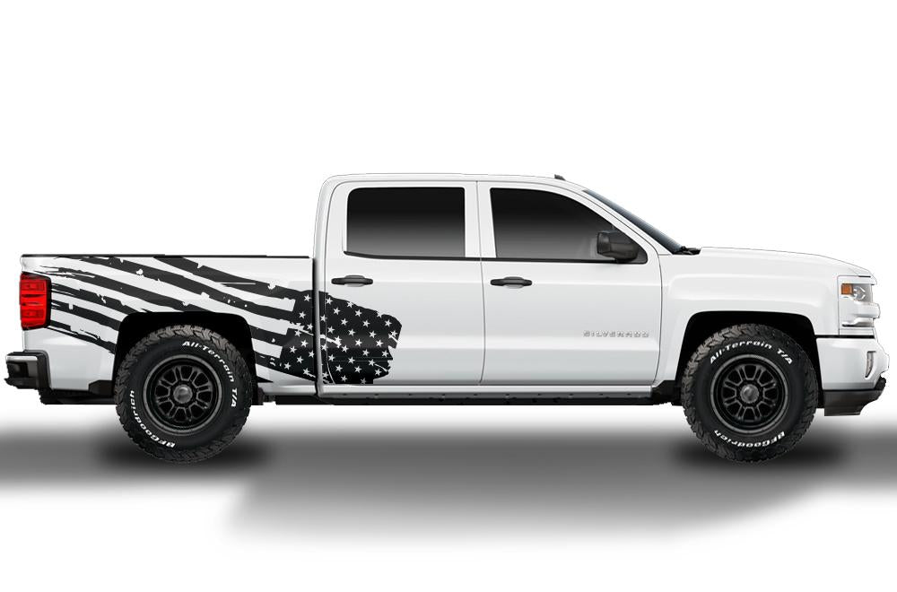 Chevy Silverado Custom Wrap (2014-2017) Vinyl - American Flag - RacerX Customs