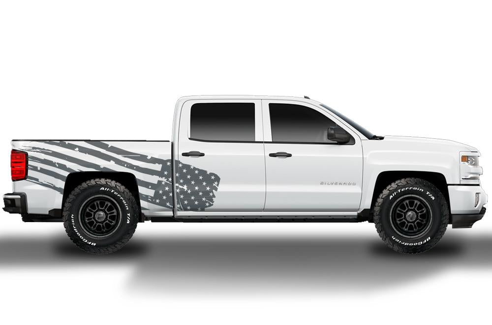 Chevy Silverado Custom Wrap (2014-2017) Vinyl - American Flag - RacerX Customs