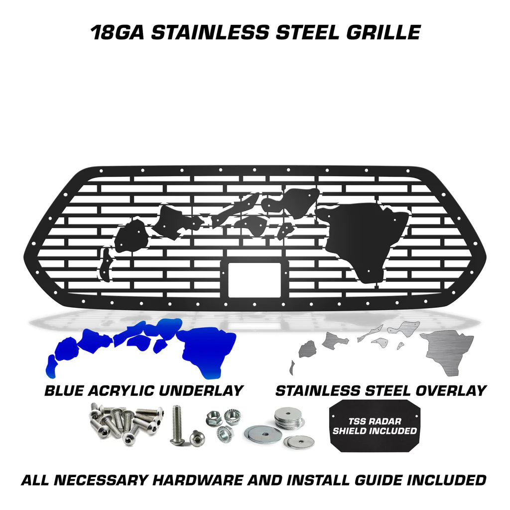 Toyota Tacoma Steel Grille  ('18-'23) - HAWAII w/ SS + Acrylic Underlay