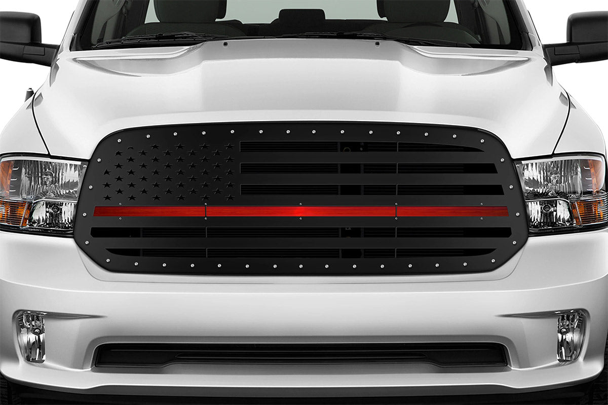 Dodge Ram Steel Grille ('13-'18) THIN RED LINE - RacerX Customs | Auto Graphics, Truck Grilles and Accessories