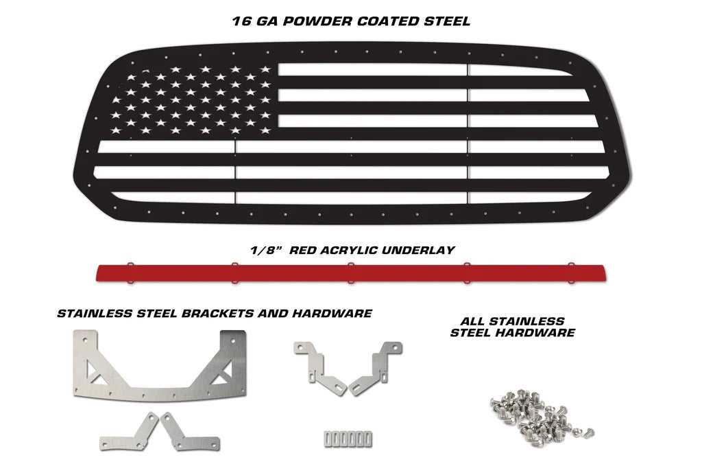 Dodge Ram Steel Grille ('13-'18) THIN RED LINE - RacerX Customs | Auto Graphics, Truck Grilles and Accessories