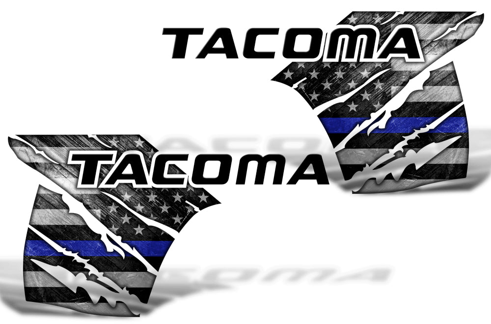 Toyota Tacoma Quarter Panel Graphics (2016-2018) THIN BLUE LINE - RacerX Customs