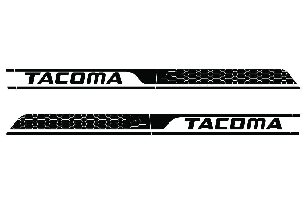 Toyota Tacoma Rocker Panel Vinyl Wrap (2016-2017) Hexagon Stripe - RacerX Customs