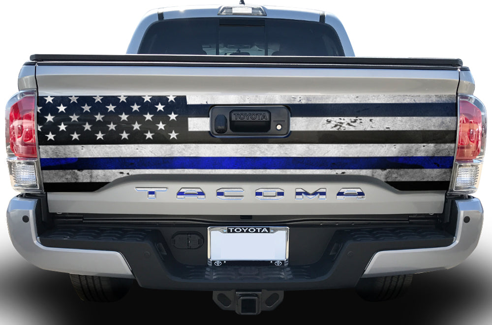 Toyota Tacoma Tailgate Graphics (2016-2018) THIN BLUE LINE - RacerX Customs