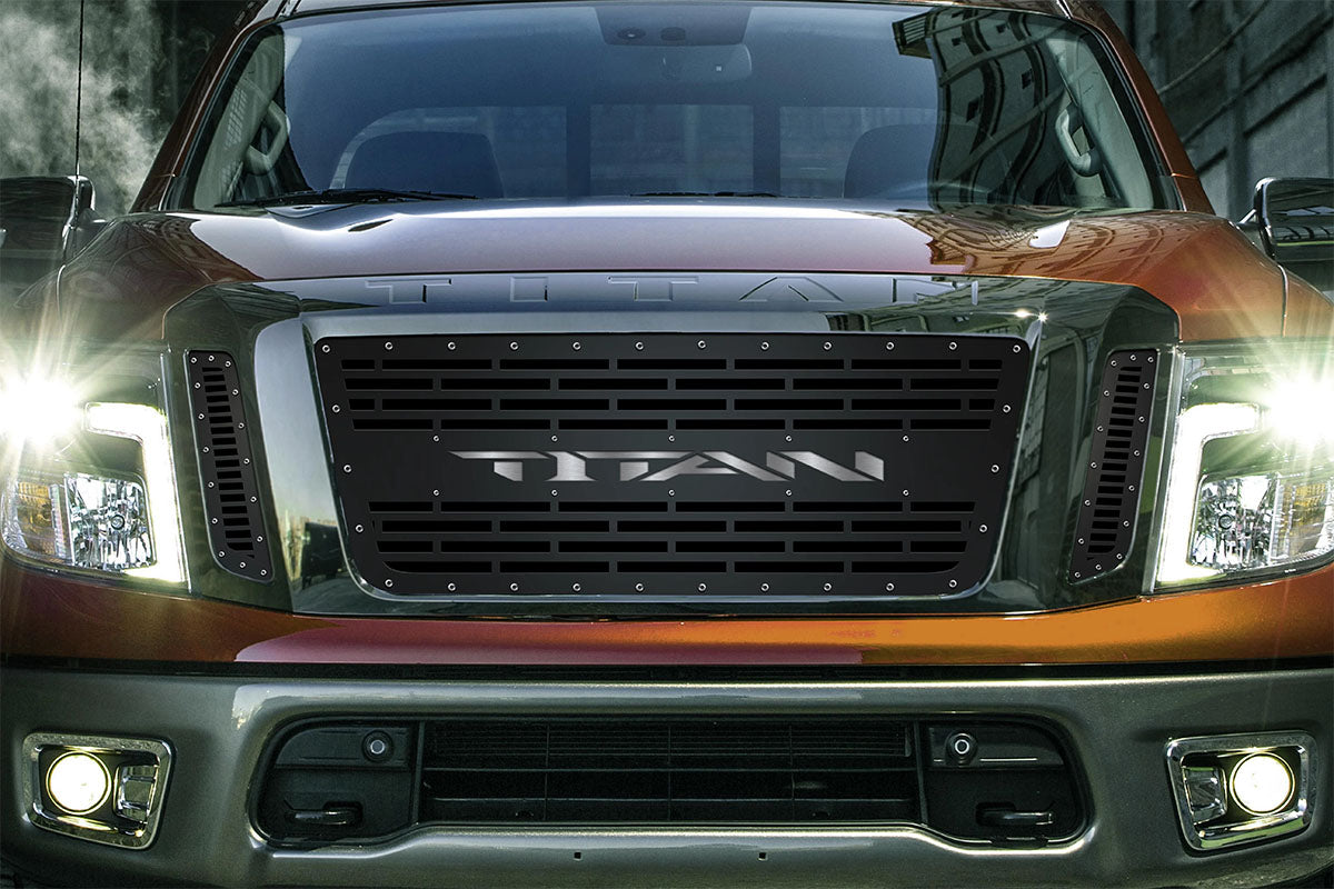 Titan Grille ('16-'19) Black Steel, TITAN with Stainless Steel Underlay