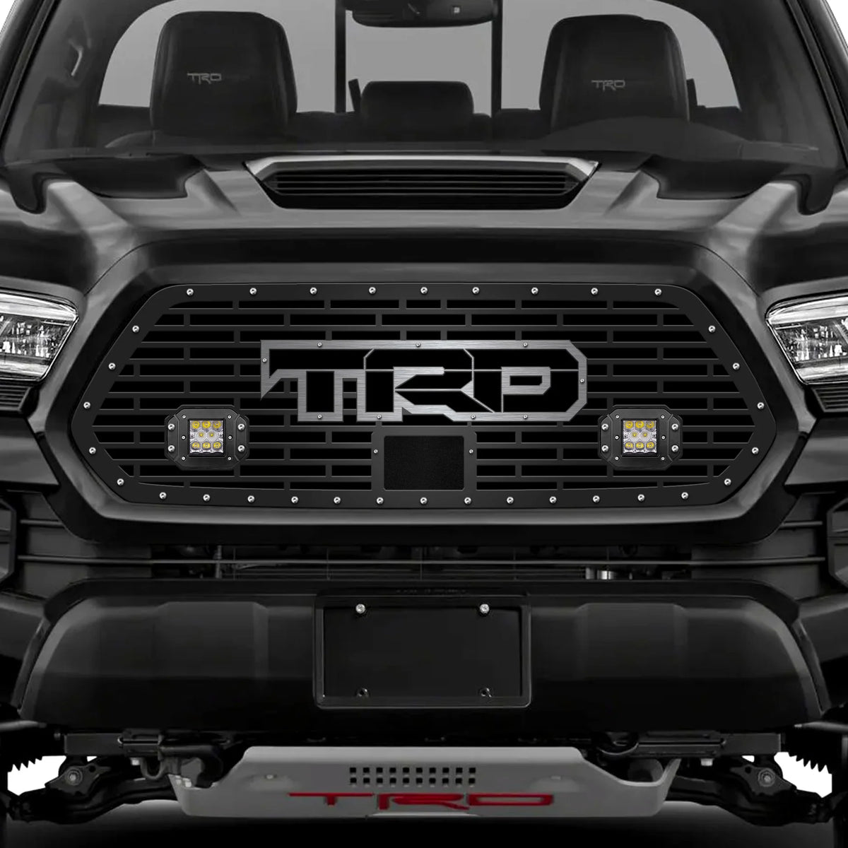 Toyota Tacoma Grille w/ Spot, Flood LED Pods, Stainless Steel Outlined TRD ('18-'23)