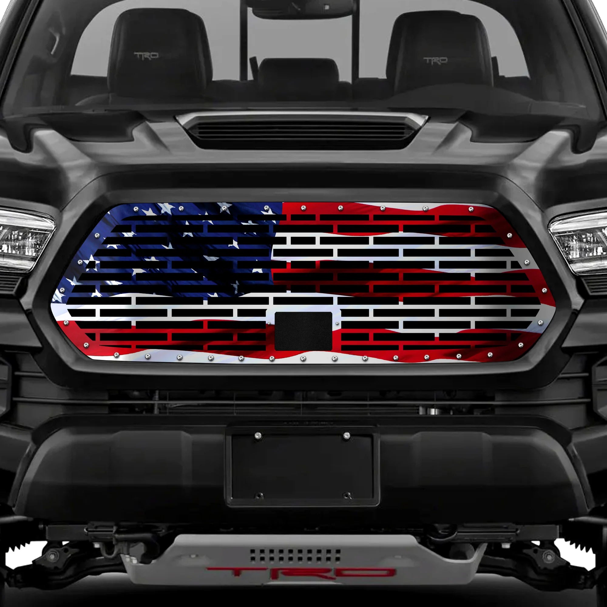 Toyota Tacoma Steel Grille ('18-'23) Printed USA Wavy Flag