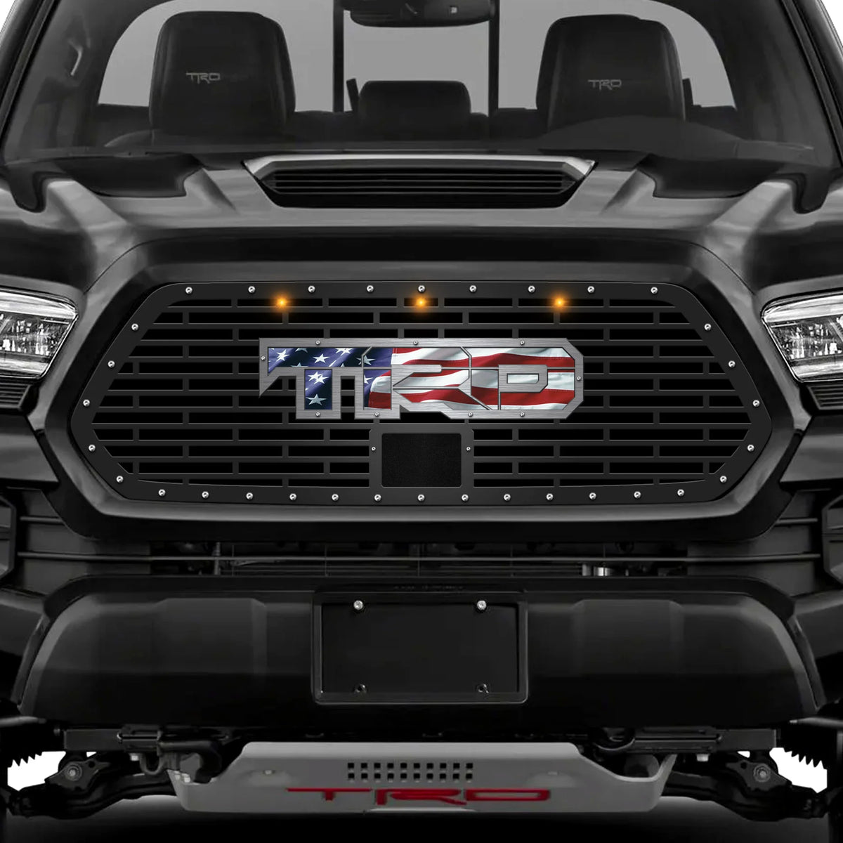 Toyota Tacoma Grille with Amber Raptor Lights & USA-TRD Logo ('18-'23)