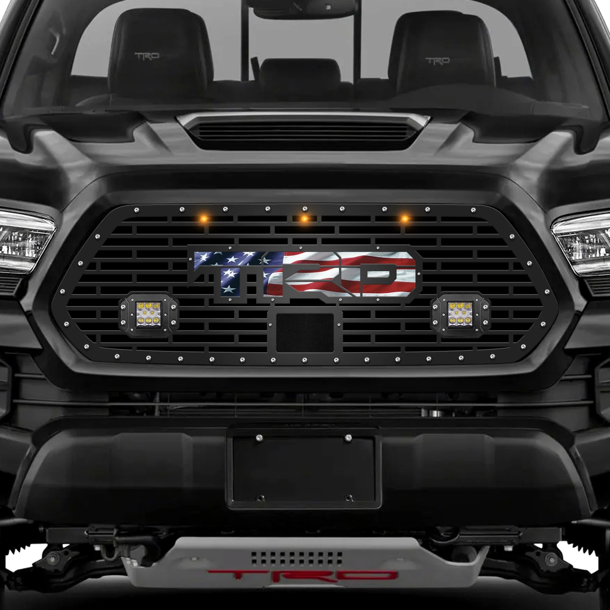 Toyota Tacoma Grille w/ USA-TRD, Raptor Lights, LED Light Pods (18-23)